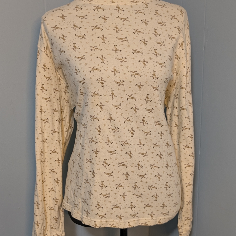 Elegant Cream Floral Long Sleeve Top